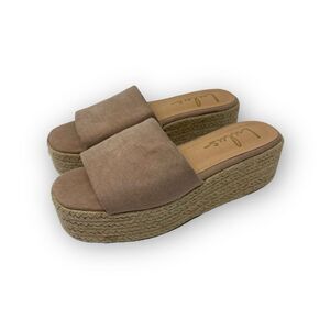 Lulu’s Slides Platform Espadrille Sandals Tan Pink Nude Women’s Size 7